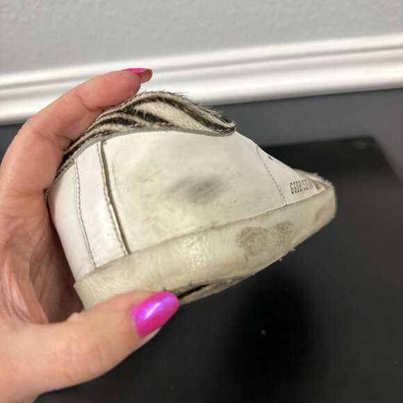 Golden Goose Superstar White Silver Pony Ziger Sneakers Leather Size 38 Womens - Picture 5 of 10